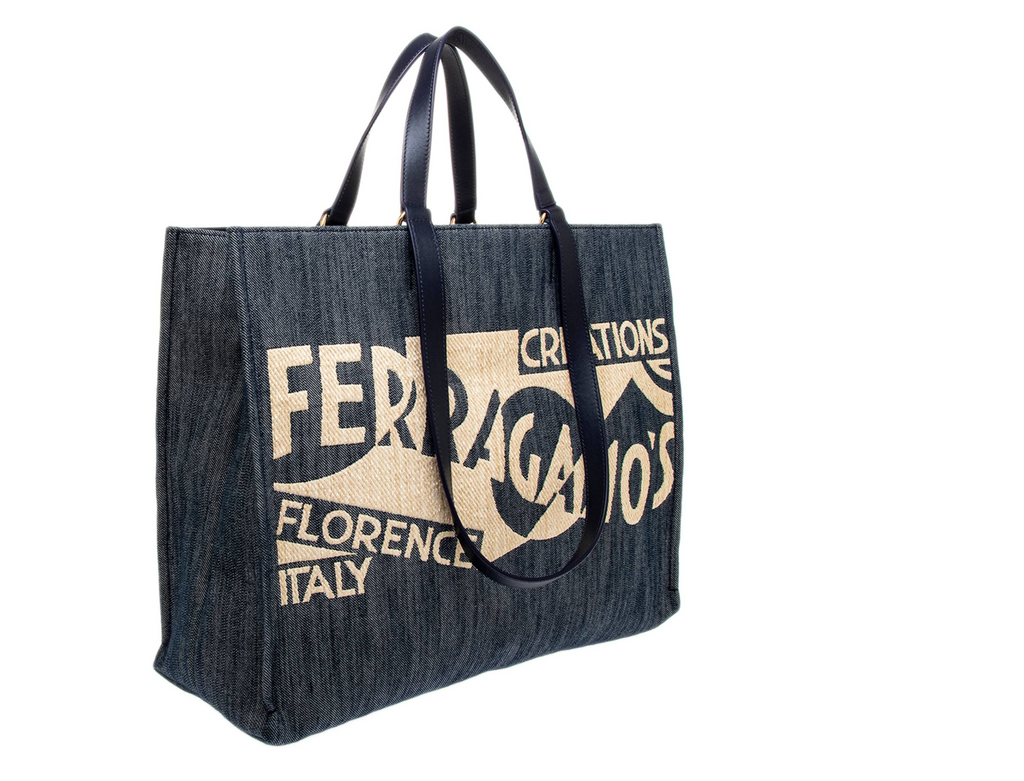 Ferragamo Large Venna-Logo Embroidered Tote