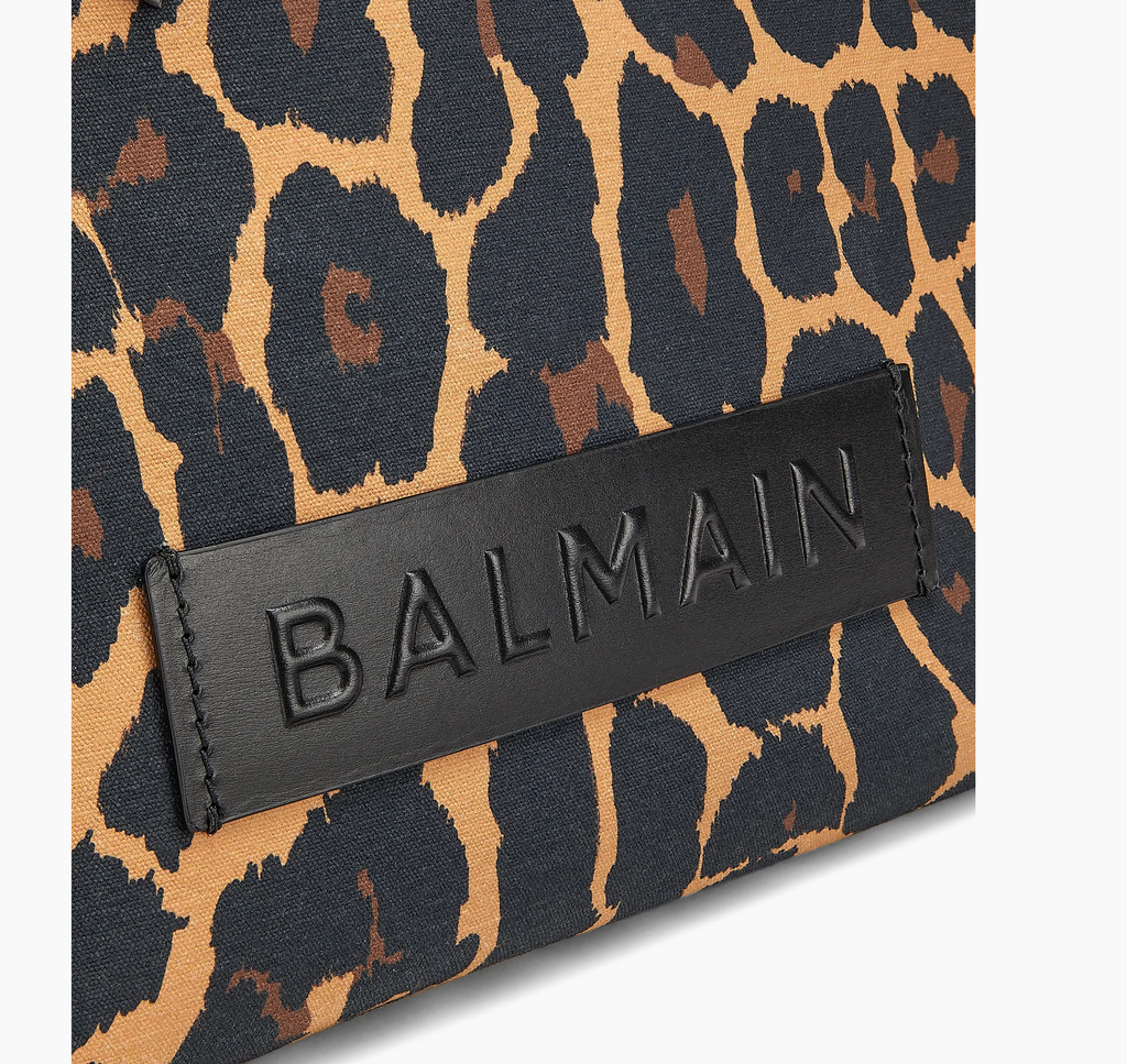 Balmain B-Army Leopard Printed Canvas Tote Bag