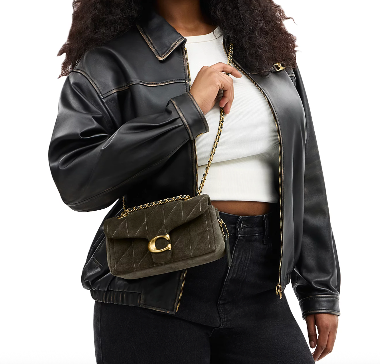 COACH Tabby Suede Quilted Shoulder Bag